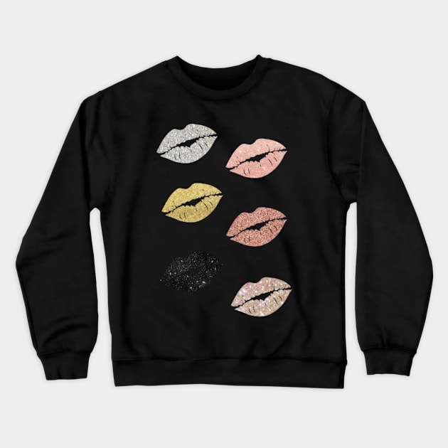 Metallic Faux Glitter Lips Pack Crewneck Sweatshirt by Felicity-K